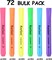Highlighters, Chisel Tip, Assorted Fluorescent, 72 Count Bulk Pack
